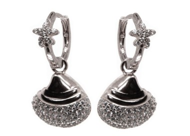 NALBORI 925 silver circle earrings with starfish and rhodium shell