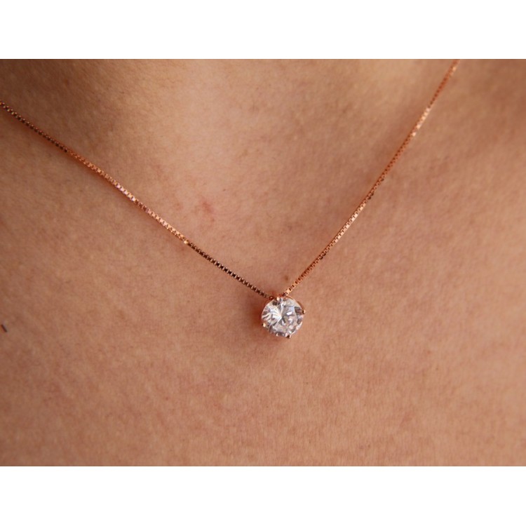NLB|collana argento 925 zircone punto luce 6mm 42cm donna bagno rodio giallo rosa