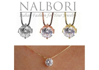 NLB|collana argento 925 zircone punto luce 6mm 42cm donna bagno rodio giallo rosa