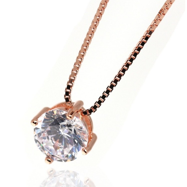 NLB|necklace point of light 925 silver zircon 6mm 42cm woman brand NALBORI bathroom rhodium yellow pink