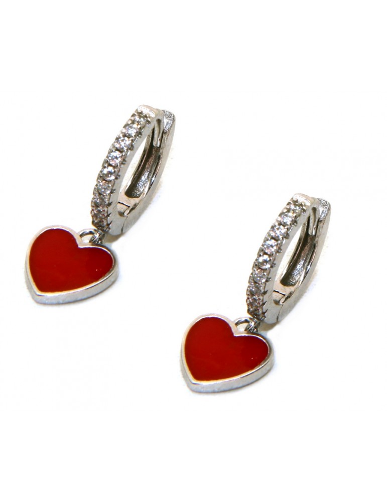 orecchini argento 925 cerchi zirconi cuore rosso donna rodio orecchini argento 925 cerchi zirconi cuore rosso donna rodio