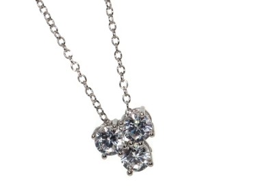 NLB|collana argento 925 Collier trilogy ciondolo donna zirconi bianchi