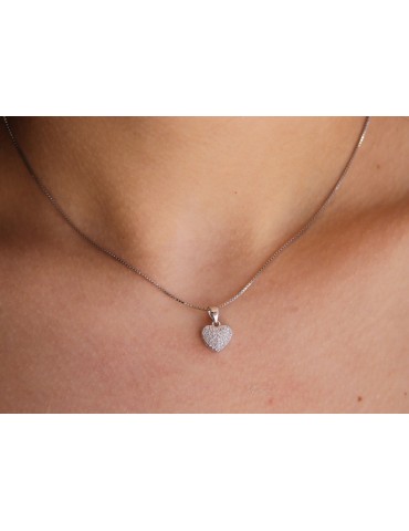 collana cuore argento 925 ciondolo pavè zirconi per donna NALBORI