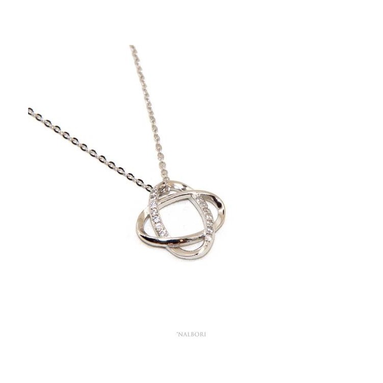 NLB|Collana Collier donna NALBORI modello Melody forzatina con ellissi intrecciate e zirconi