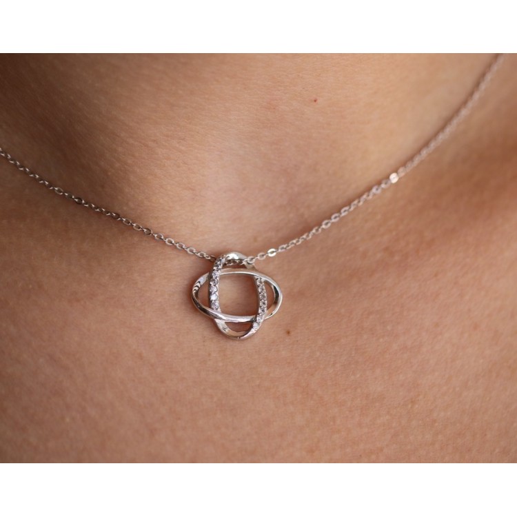 NLB|Collana argento 925 Melody donna con ellissi intrecciate e zirconi elegante