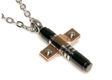 NLB|Stainless steel: forzatina cross pendant necklace round bolted 3 colors