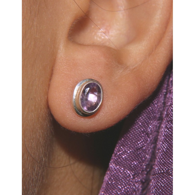 NLB|orecchini donna in argento 925 con ametista naturale ovale
