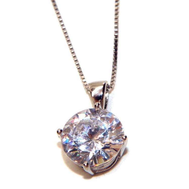 NLB|149482 - Collier necklace 925 silver man woman point bright light white zircon 10 mm