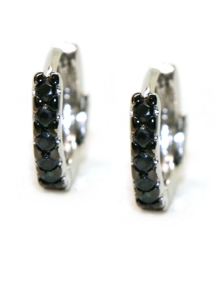 orecchini Argento 925 cerchi piccoli 12,5 mm zirconi neri orecchini Argento 925 cerchi piccoli 12,5 mm zirconi neri