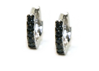 NLB|orecchini Argento 925 cerchi piccoli 12,5 mm zirconi neri