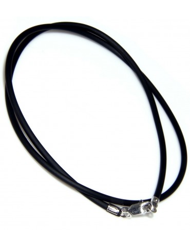 Girocollo Caucciu' nero chiusura argento 925 per ciondoli 42 45 50 60 cm