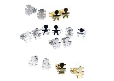 NALBORI 925 italian silver earrings: baby boy or girl Light gold Yellow and white satin