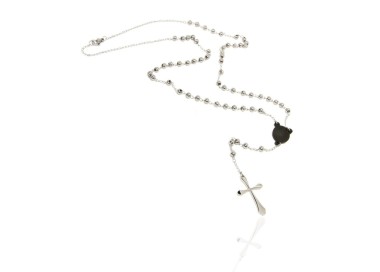 NLB|Steel: Necklace man woman rosary black dots cruise and smooth cross lobata