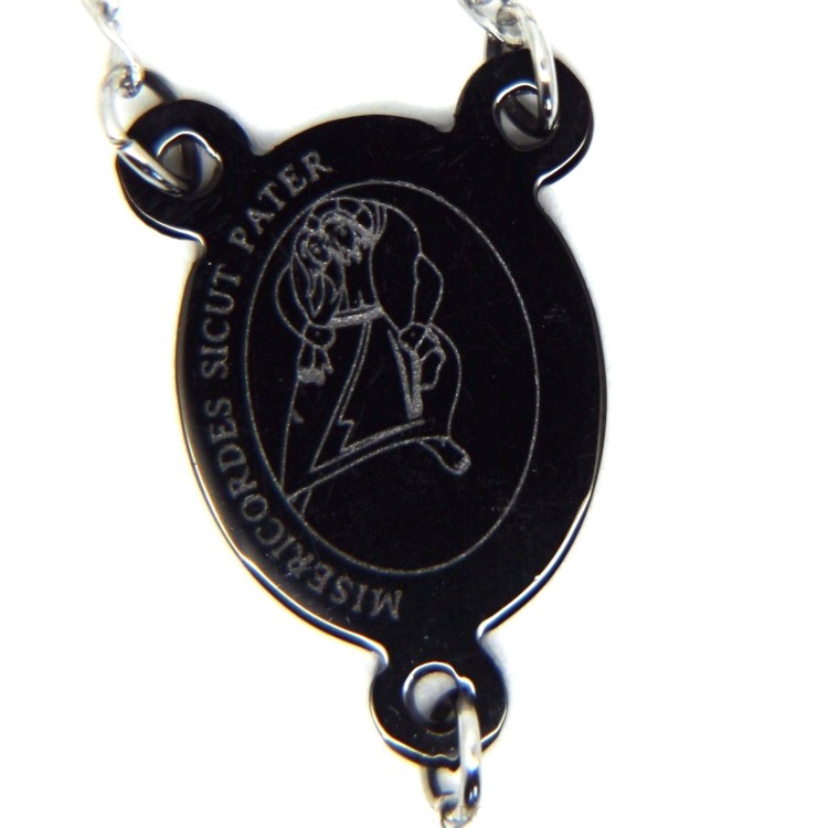 NLB|Steel: Necklace man woman rosary black dots cruise and smooth cross lobata