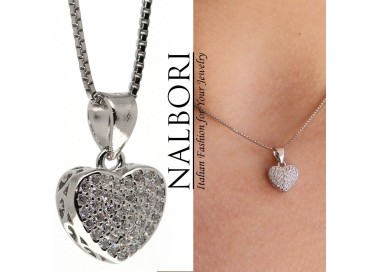 NLB|925 silver heart pendant necklace with zircons pavé brand NALBORI