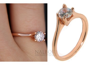 NALBORI solitario donna argento 925 oro rosa indossato catalogo
