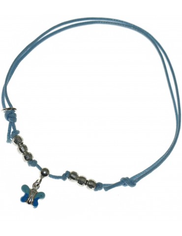 bracciale bomboniera argento 925 cavigliera battesimo farfalla farfallina celeste baby