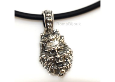 NLB|Silver Pendant 925: for man. Lion burnished medium frame with lace and handmade