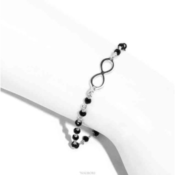 NALBORI Marseilles, bracelet Silver 925 black crystal with infinity