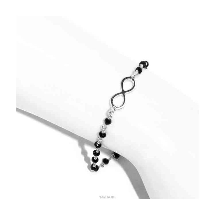 NALBORI Marseilles, bracelet Silver 925 black crystal with infinity