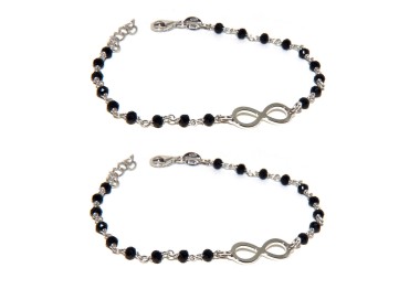 NLB|Valentine's box - pair of bracelets in 925 silver with crystals and infinity, him and her