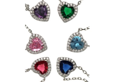 NLB|925 silver colored and white heart zircon necklace for women