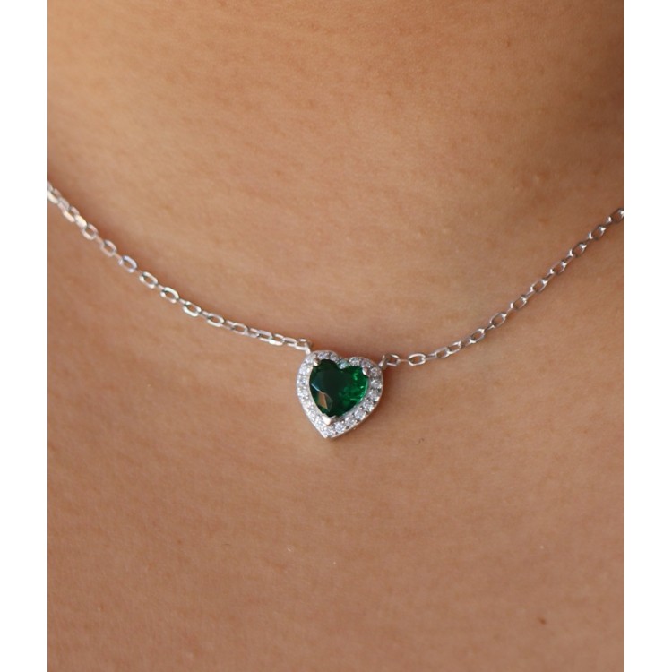 NLB|collier argento 925 zircone a cuore verde emerald nalbori per donna