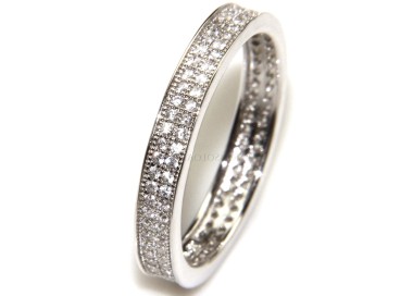 NLB|Eternity anello argento 925 2 file di zirconi corona fede misura 16