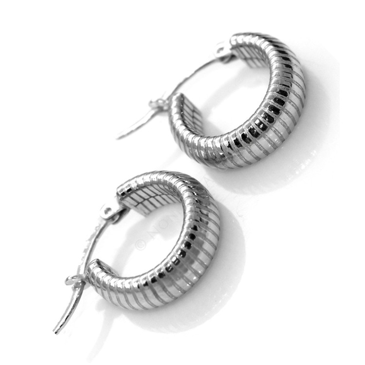 NLB|925 silver bayonet earrings circles with horizontal lines