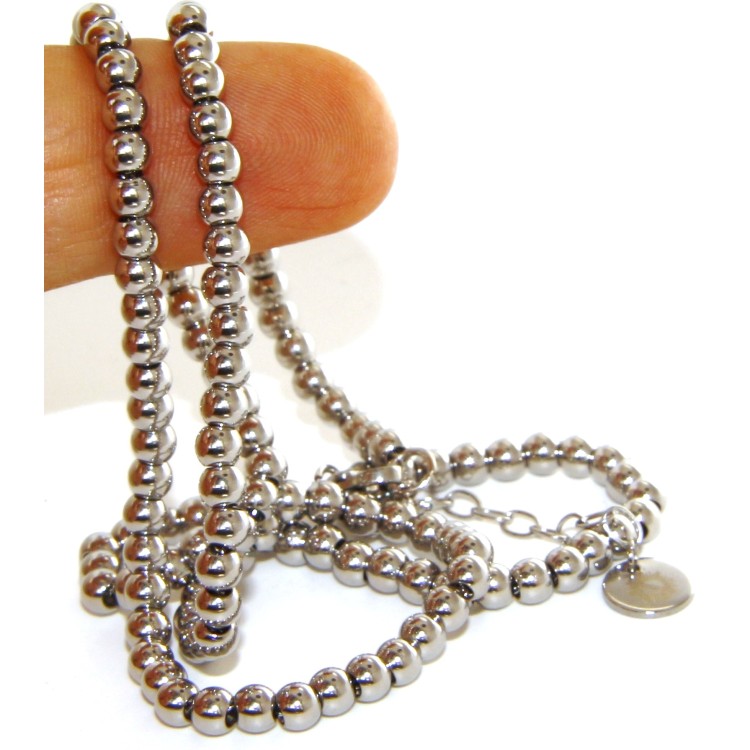 NLB|girocollo acciaio palline 4mm collana 45+5cm NALBORI