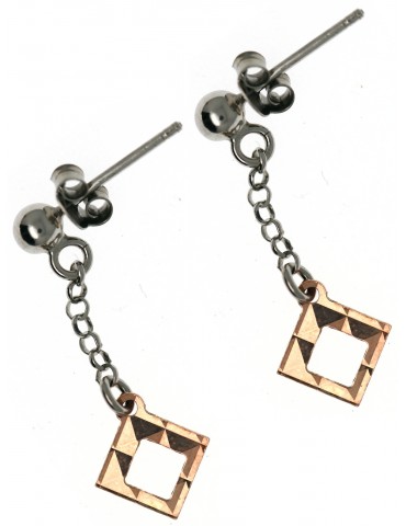 NALBORI|orecchini argento 925 ciondoli rombetti oro rose' rombi diamantati