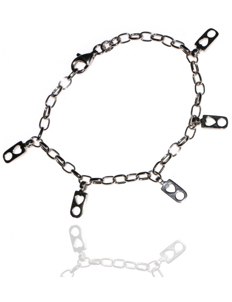bracciale argento 925 ciondoli cuore e cerchio charme maglie ovali catena bracciale argento 925 ciondoli cuore e cerchio charme maglie ovali catena