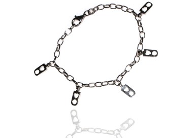 NLB|925 silver bracelet heart and circle pendants charm oval links chain