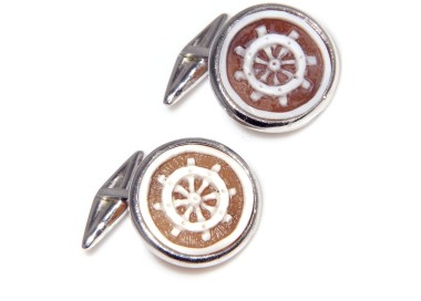NLB|925: cufflinks men with sardonic cameo helm round