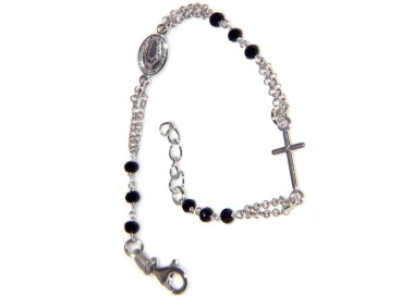 NLB|rosary bracelet Silver 925 miraculous Madonna, cross and black crystal 16,50 19,00