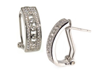 NLB|orecchini omega argento 925 semicerchio binario zirconi donna