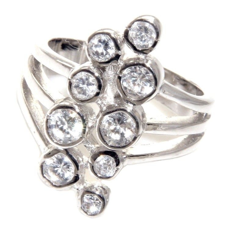 NLB|anello punti luce argento 925 grappolo cipolline donna