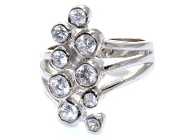 NLB|anello punti luce argento 925 grappolo cipolline donna