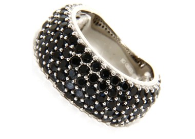 NLB|anello fascia argento 925 fascione riviera con 5 file zirconi neri misura 15
