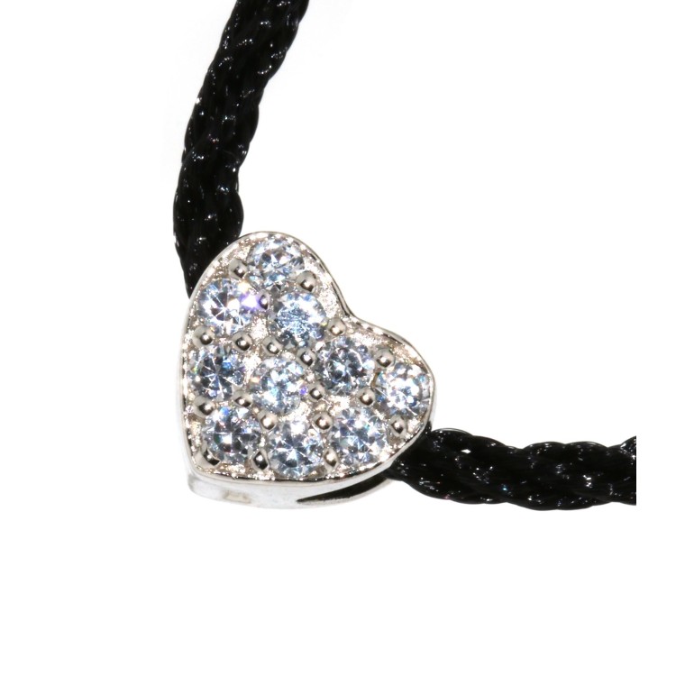 NLB|choker collana argento 925 charm ciondolo cuore e pavè di zirconi girocollo