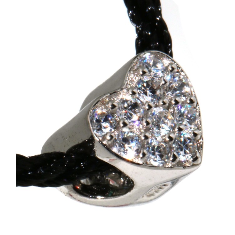 NLB|choker collana argento 925 charm ciondolo cuore e pavè di zirconi girocollo