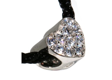 NLB|choker collana argento 925 charm ciondolo cuore e pavè di zirconi girocollo