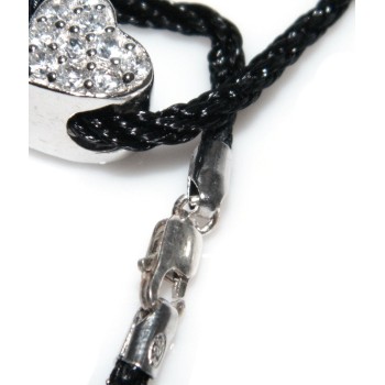 NLB|choker collana argento 925 charm ciondolo cuore e pavè di zirconi girocollo
