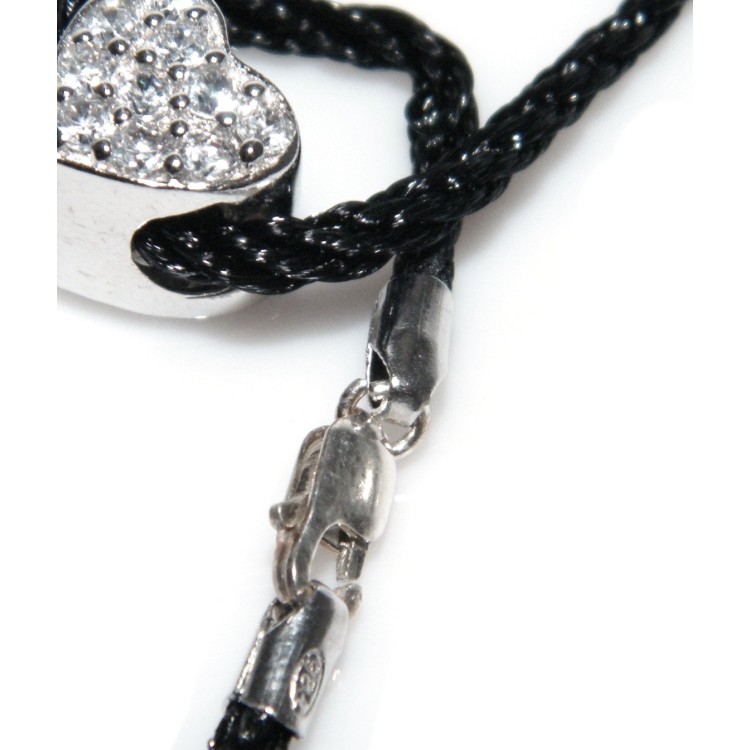 NLB|choker collana argento 925 charm ciondolo cuore e pavè di zirconi girocollo