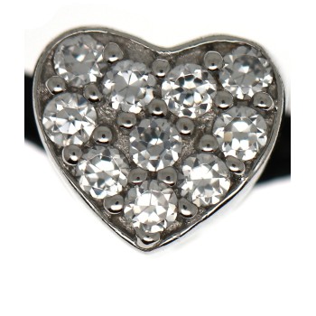 NLB|choker collana argento 925 charm ciondolo cuore e pavè di zirconi girocollo