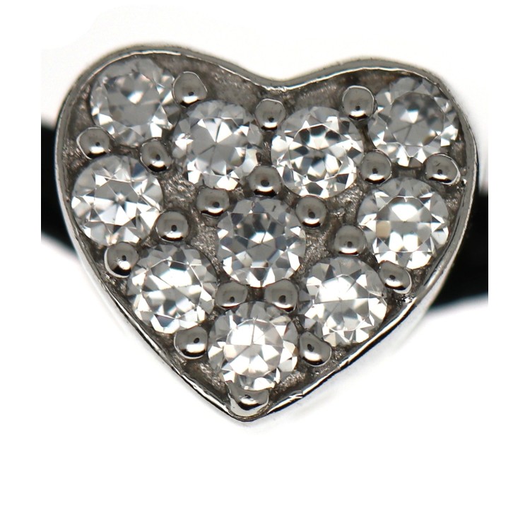 NLB|choker collana argento 925 charm ciondolo cuore e pavè di zirconi girocollo