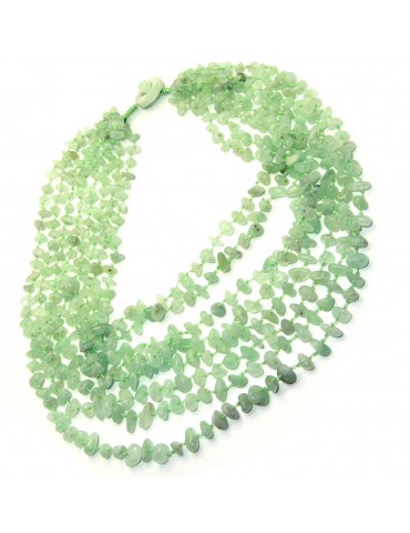 collier cleopatra 8 fili pietre calcedonio verde chiaro collana multifilo