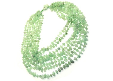 NLB|collier cleopatra 8 strands light green chalcedony stones multistrand necklace