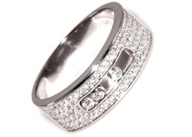 NLB|925 silver band wedding band with 5 rows of brilliant microsetting zircons and binary ring