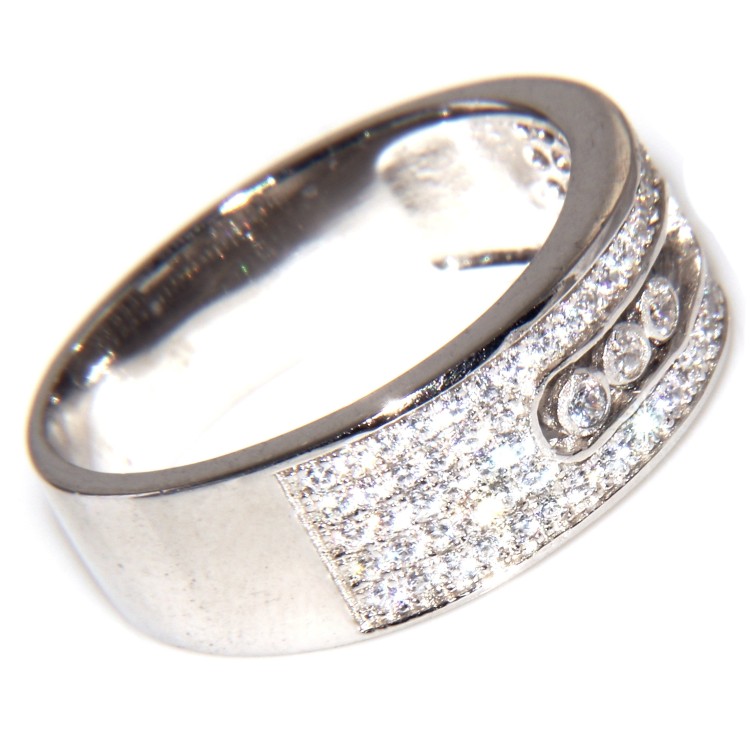 NLB|925 silver band wedding band with 5 rows of brilliant microsetting zircons and binary ring